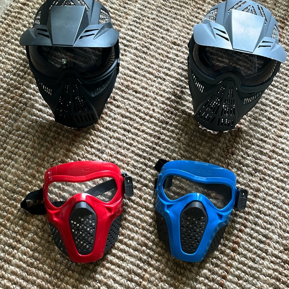Nerf masks ages 4-18.  4 masks